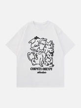 T-Shirt mit handbemaltem Katzen-Print